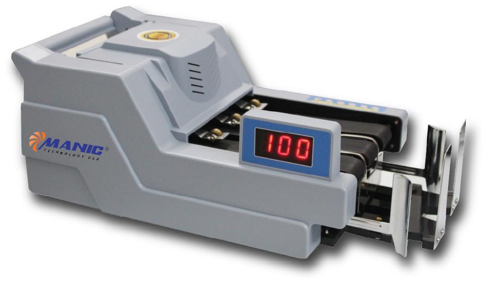 Máy đếm tiền hãng Manic có thiết kế sang trọng nhỏ gọn tiện lợi phù hợp với cả không gian làm việc nhỏ hẹp