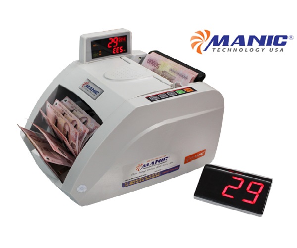 Máy đếm tiền MANIC B-9000( bản màu trắng) trang bị nhiều công nghệ mắt soi hiện đại giúp kiểm thử và đếm siêu chuẩn xác