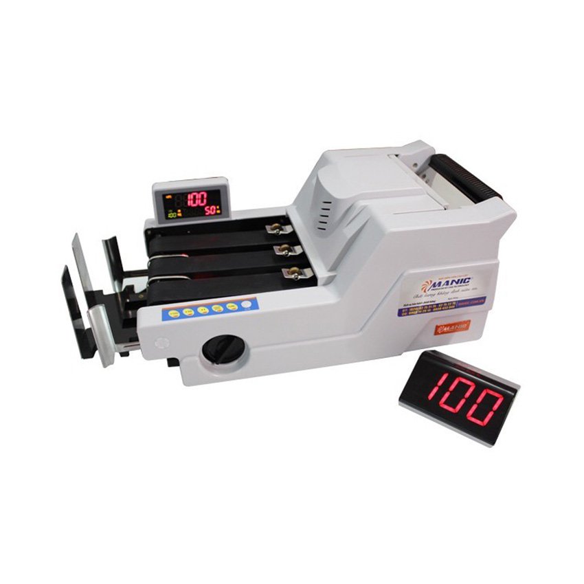 Máy đếm tiền Manic B-6868 thiết kế dạng nằm,có thêm màn led rời hiển thị tiện lợi cho người dùng